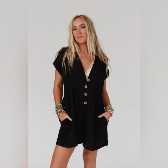 Three Bird Nest Sage and Wildflowers Romper - Picture 1 of 6